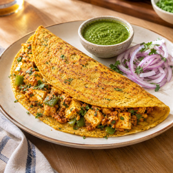Paneer stuffed chilla