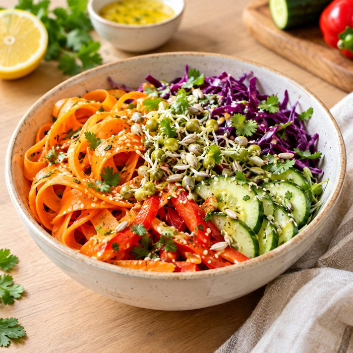 Raw rainbow veggie bowl