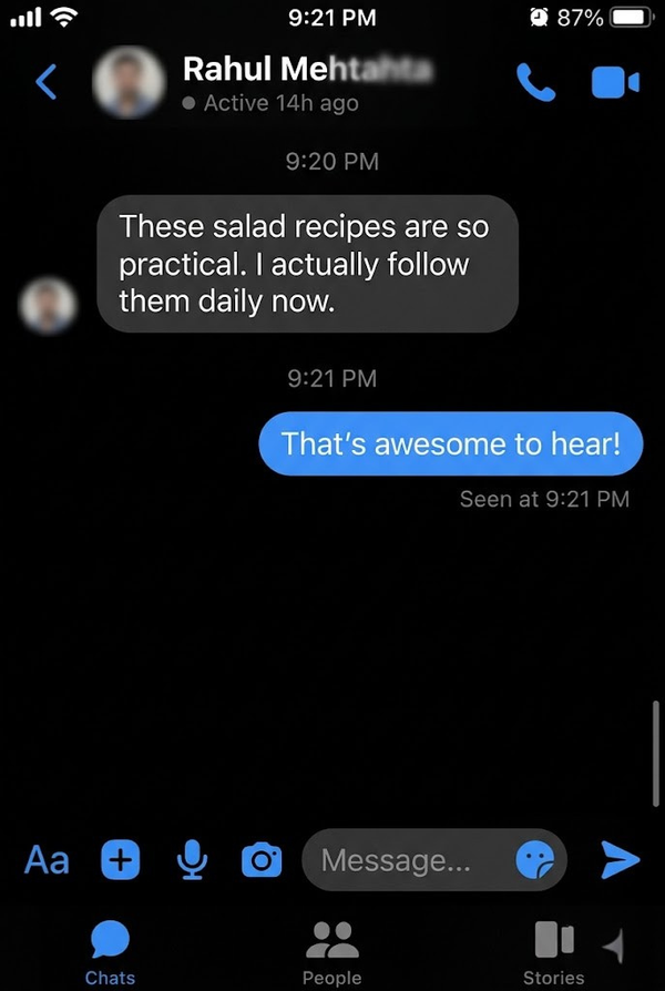 Customer recipe screenshot