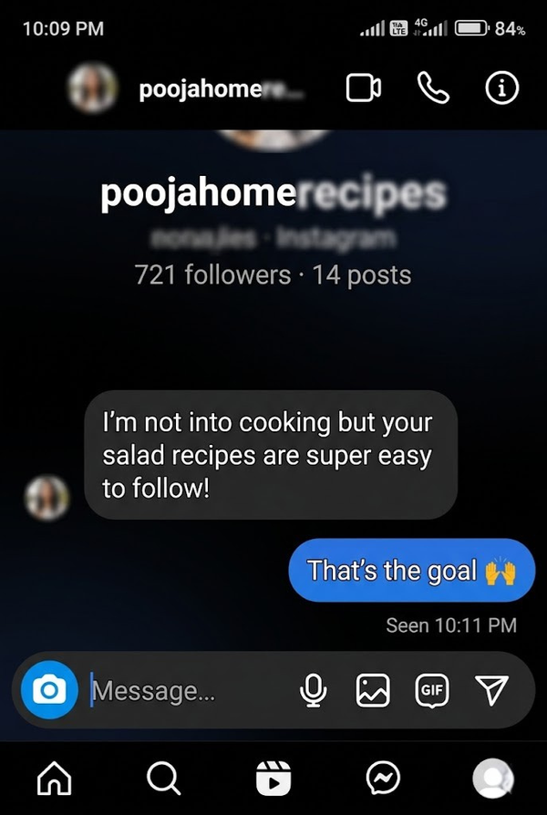 Customer recipe screenshot