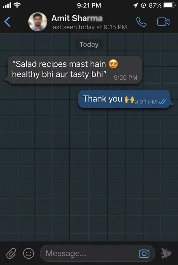 Customer recipe screenshot