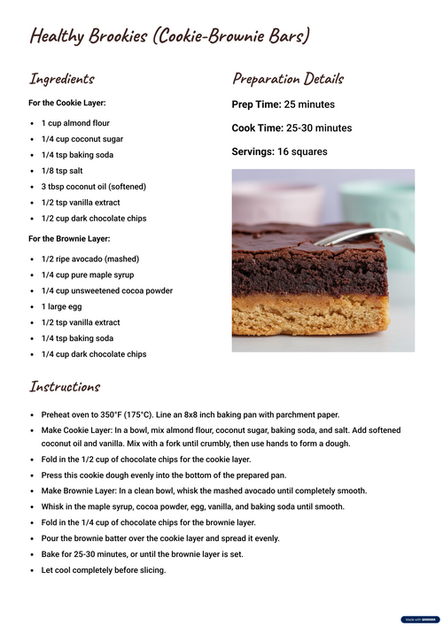 Healthy Cookie Brownie Bars