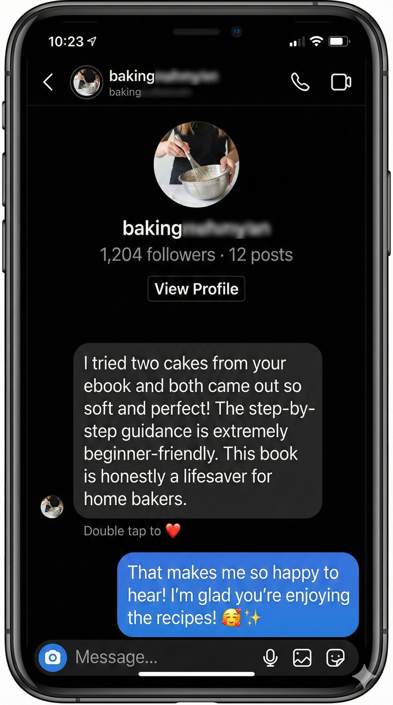Customer message about the baking recipe books 3