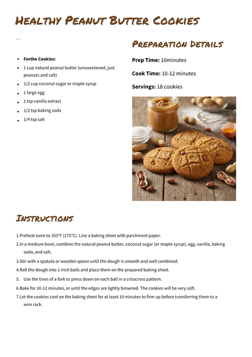 Healthy Peanut Butter Cookies