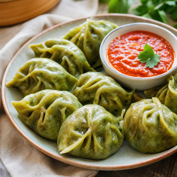 Palak steam momos