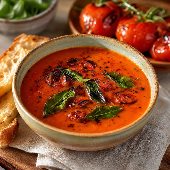 Charred tomato & curry leaf soup