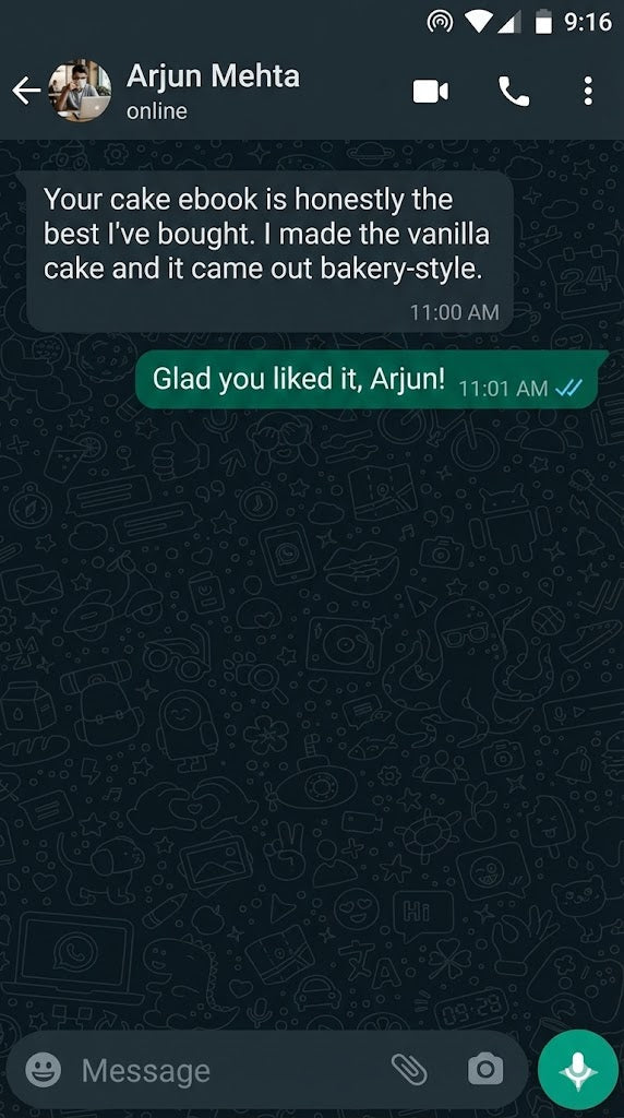 Customer message about the baking recipe books 6