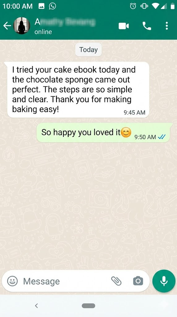 Customer message about the baking recipe books 8